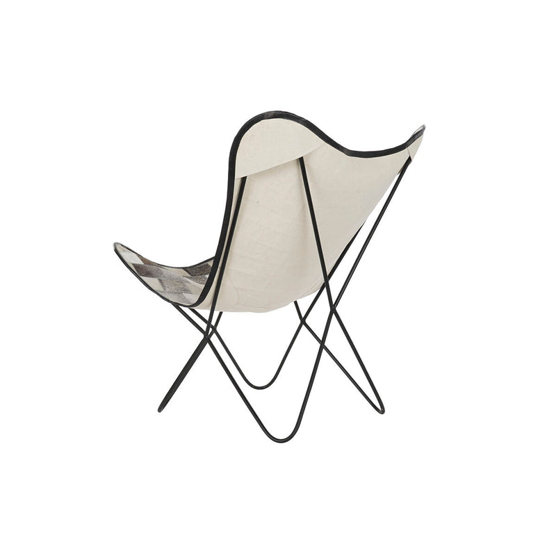 Chair DKD Home Decor Black Grey Beige Metal Leather White (74 x 70 x 90 cm)