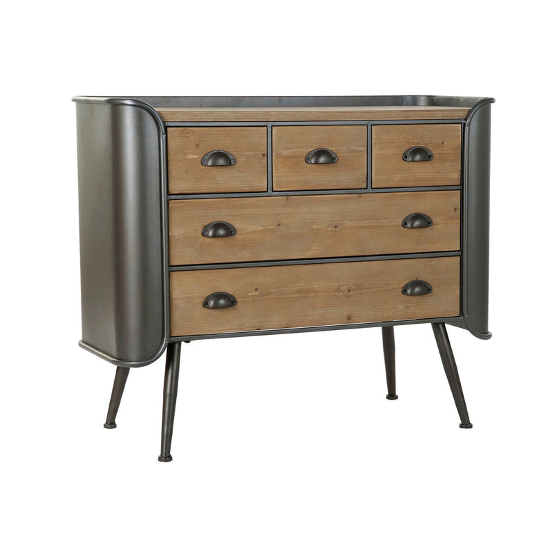 Chest of drawers DKD Home Decor Fir Natural Grey Metal (97 x 37 x 79 cm)