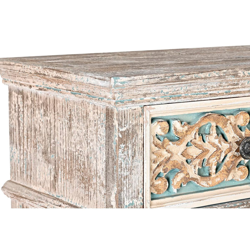 Chest of drawers DKD Home Decor Wood Turquoise White Oriental (99 x 38 x 91 cm)