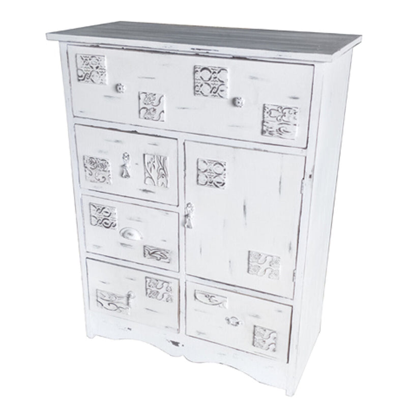 Chest of drawers DKD Home Decor Wood White Worn (78 x 38 x 102 cm)