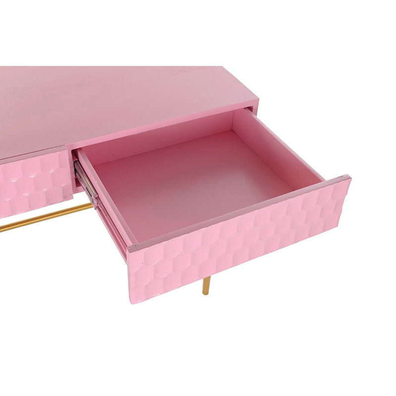 Console DKD Home Decor Pink Golden Metal Mango wood Modern (90 x 45 x 74 cm)
