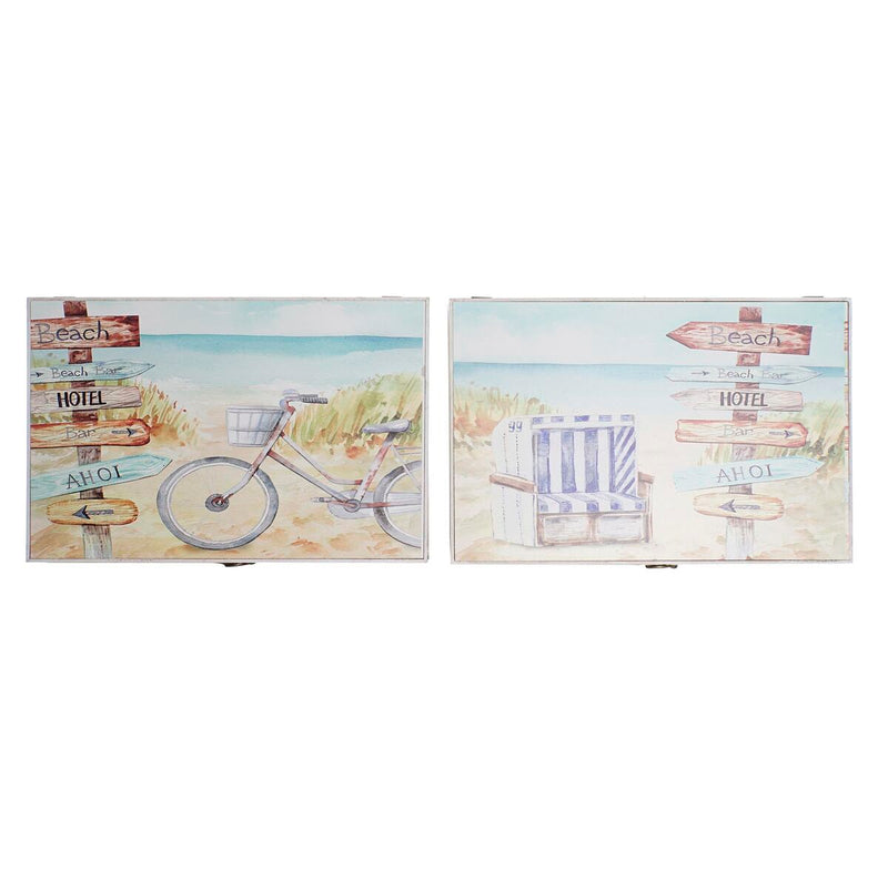 Cover DKD Home Decor Beach Counter 46,5 x 6 x 31,5 cm 2 Units MDF Wood
