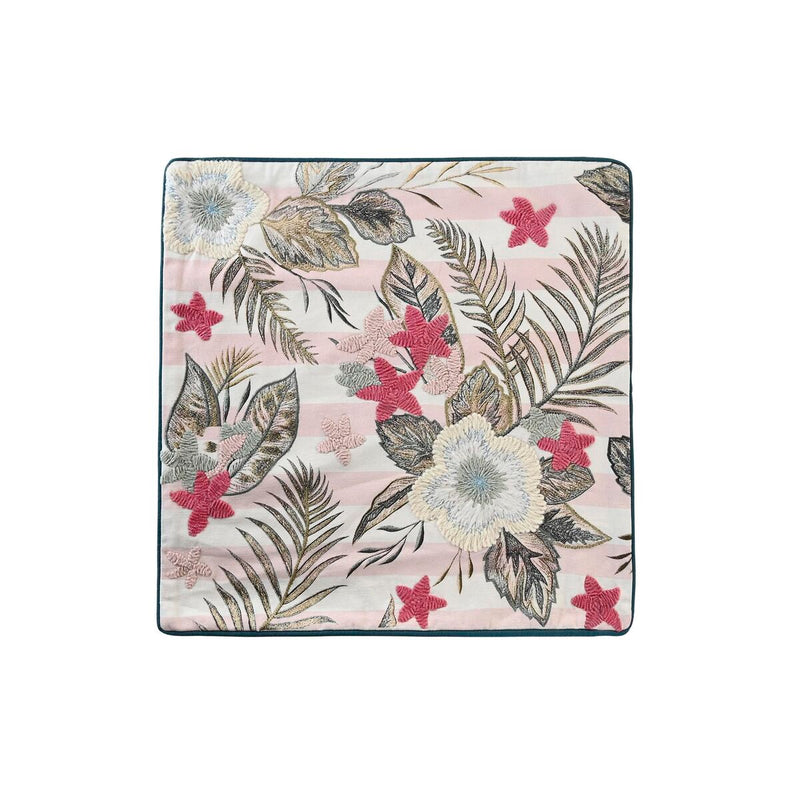 Cushion cover DKD Home Decor Pink Green Tropical (50 x 1 x 50 cm)