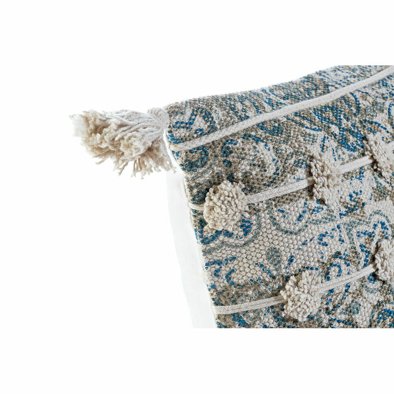 Cushion DKD Home Decor Beige Blue Polyester Cotton Aluminium (45 x 5 x 45 cm)
