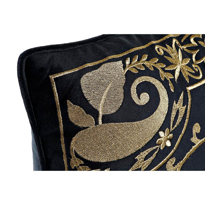Cushion DKD Home Decor Black Golden Polyester Arab (45 x 10 x 45 cm)