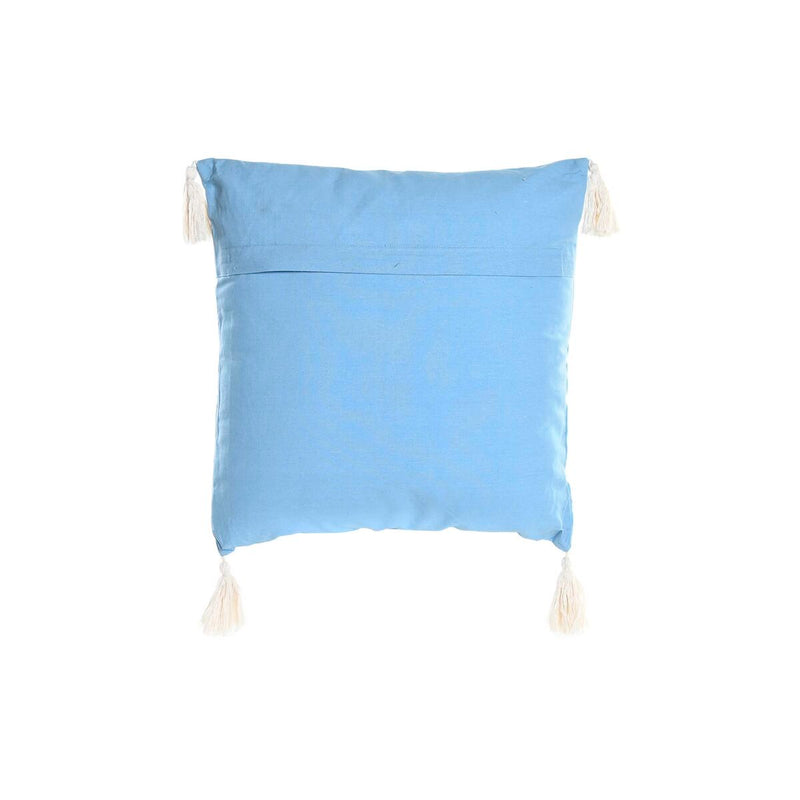Cushion DKD Home Decor Blue Polyester Cotton Aluminium White (40 x 15 x 40 cm)