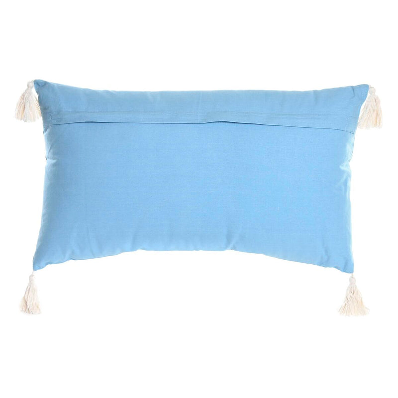 Cushion DKD Home Decor Blue Polyester Cotton White (60 x 15 x 35 cm)
