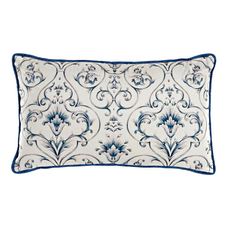 Cushion DKD Home Decor Blue Polyester Flowers (50 x 10 x 30 cm)