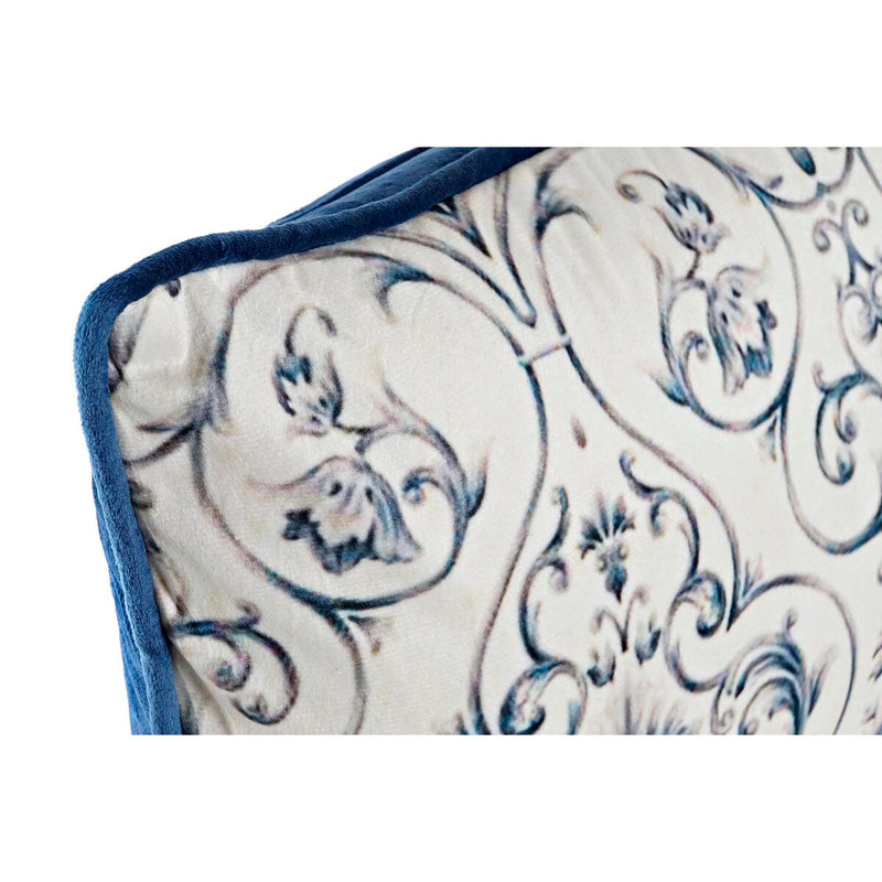 Cushion DKD Home Decor Blue Polyester Flowers (50 x 10 x 30 cm)