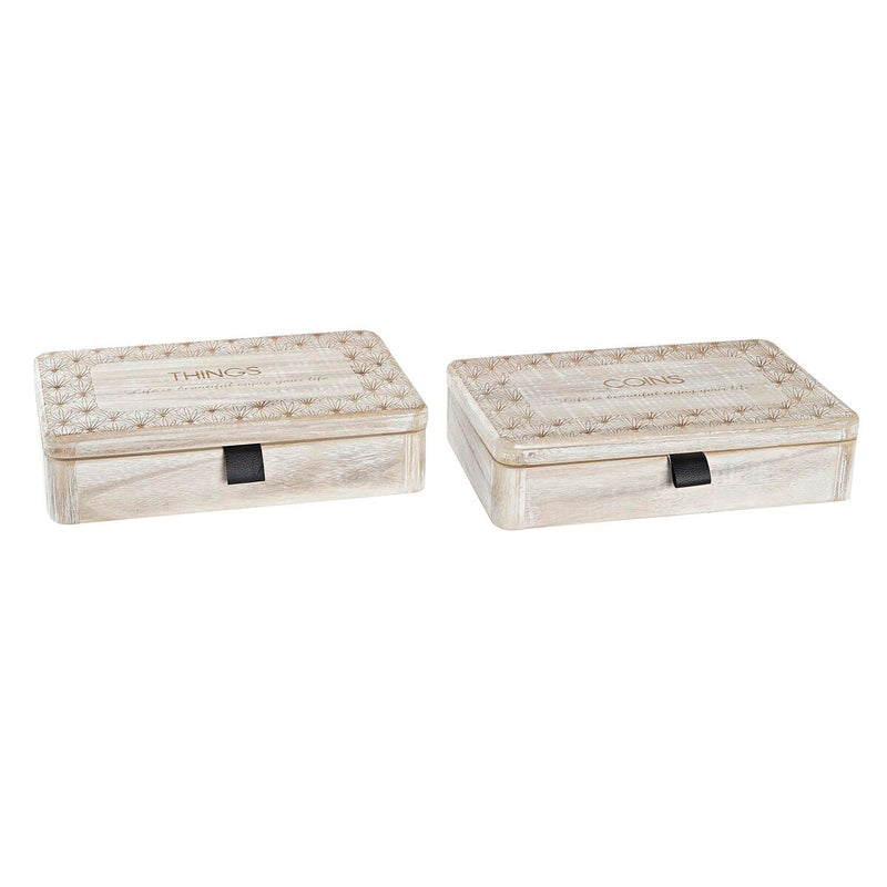Decorative box DKD Home Decor Natural MDF Wood (28 x 18 x 6,5 cm) (2 Units)