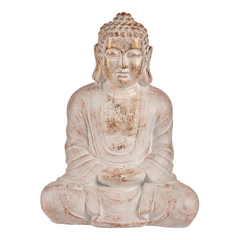 Decorative Garden Figure Buddha White/Gold Polyresin (25 x 57 x 42,5 cm)