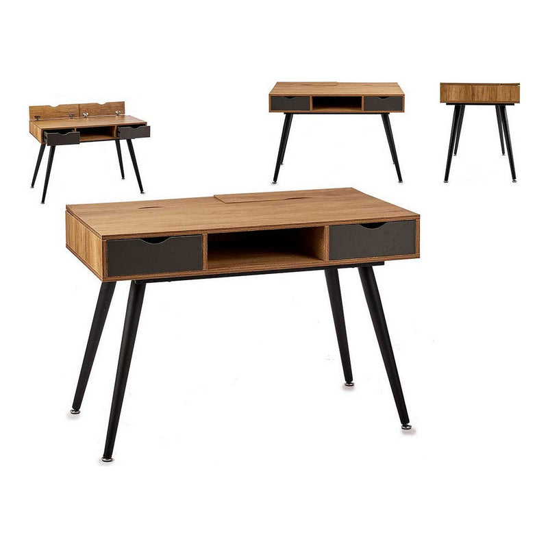 Desk Black Brown Metal Wood (60 x 75 x 110 cm)