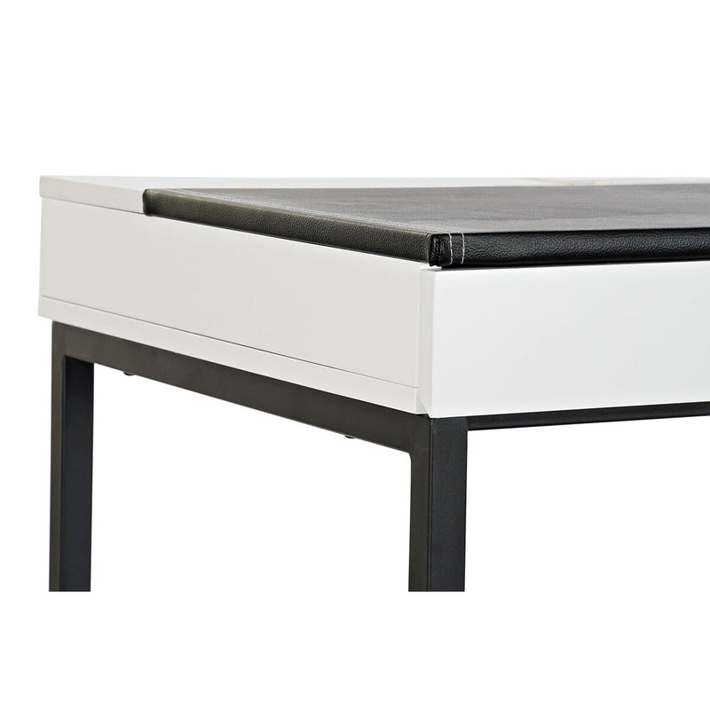 Desk DKD Home Decor Black Metal MDF White PU (110 x 55 x 76 cm)