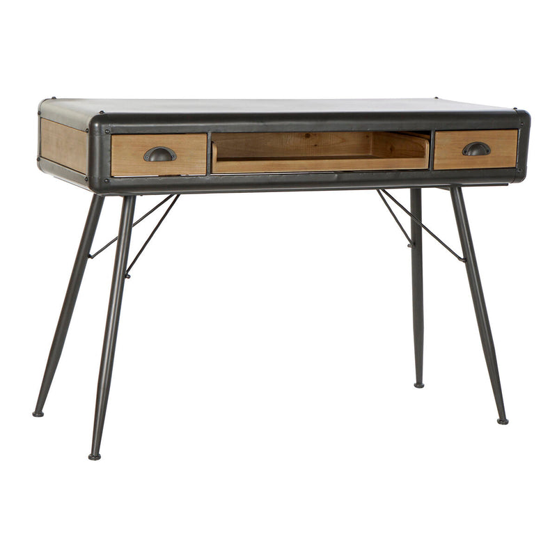 Desk DKD Home Decor Fir Natural Metal Light grey (118 x 52 x 84 cm)