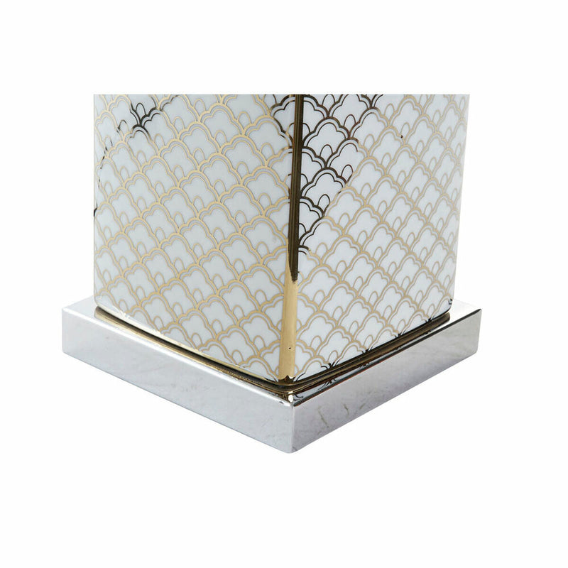 Desk lamp DKD Home Decor Mosaic Porcelain Golden Polyester White 220 V 60 W (35 x 35 x 57 cm)
