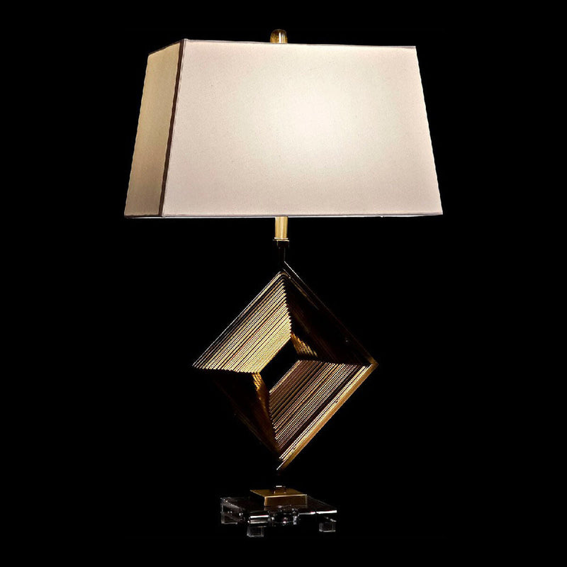 Desk lamp DKD Home Decor White Polyester Metal Crystal 220 V Golden 60 W (43 x 25 x 75 cm)