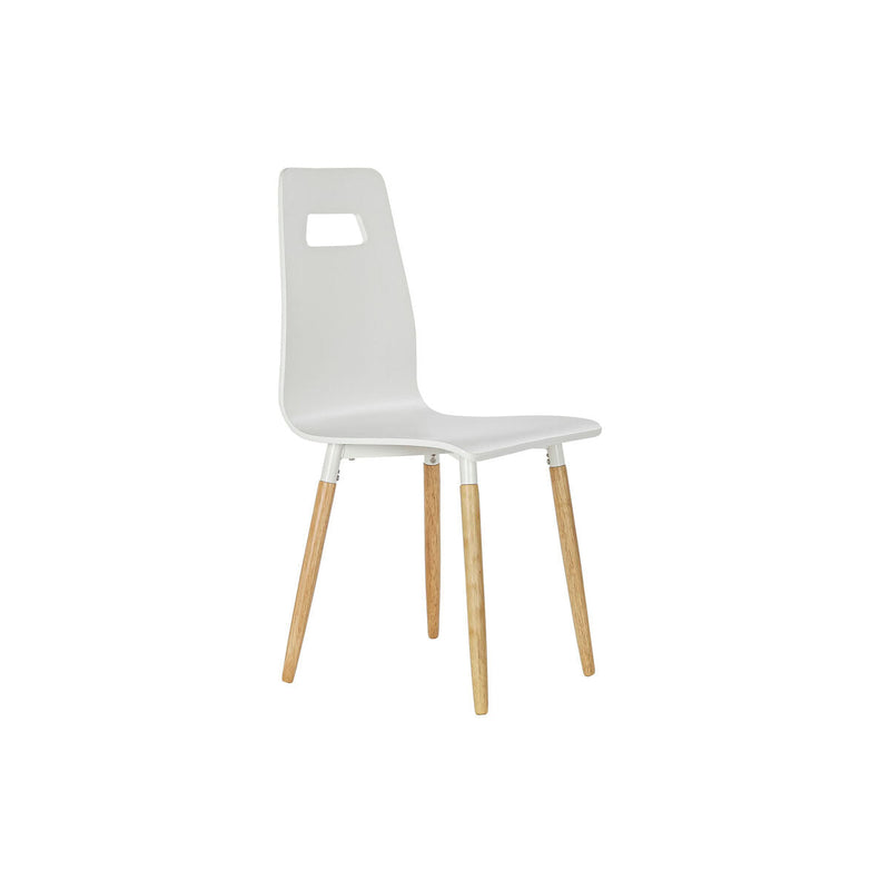 Dining Chair DKD Home Decor Wood White Natural rubber Light brown (43 x 50 x 88 cm)