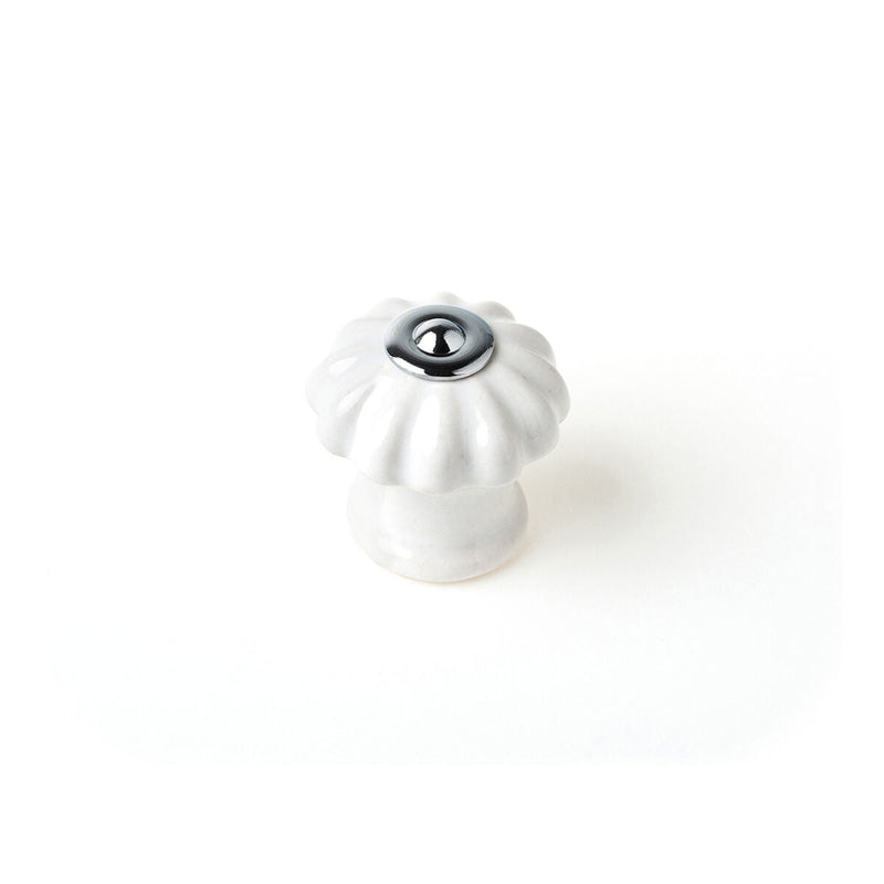 Doorknob Rei e524 Circular Porcelain Metal White 4 Units (Ø 28 x 27 mm)