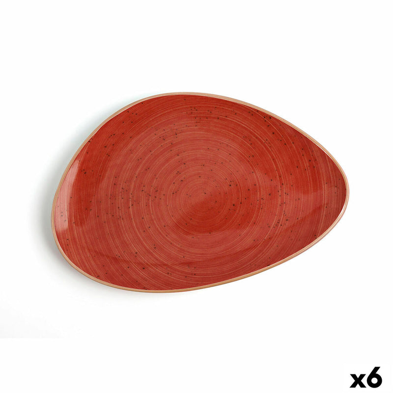 Flat plate Ariane Terra Triangular Ceramic Red (Ø 29 cm) (6 Units)