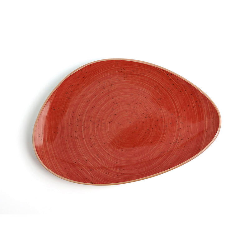 Flat plate Ariane Terra Triangular Ceramic Red (Ø 29 cm) (6 Units)