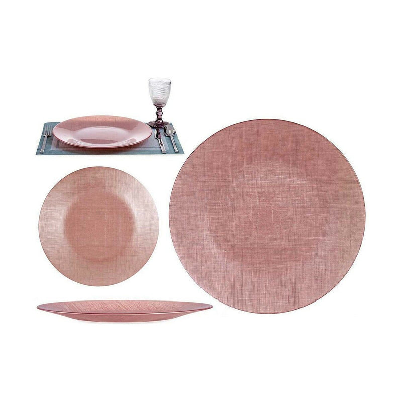 Flat plate Pink Glass (32,5 x 2 x 32,5 cm) (6 Units)