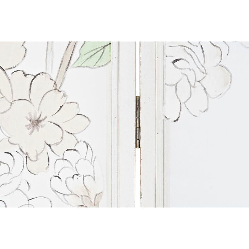 Folding screen DKD Home Decor Flowers Wood Nylon (150 x 2 x 180 cm)