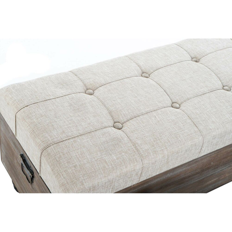 Foot-of-bed Bench DKD Home Decor Brown Cream 3 Pieces Wood Polyester Traditional (119 x 41 x 42 cm) (3 pcs)