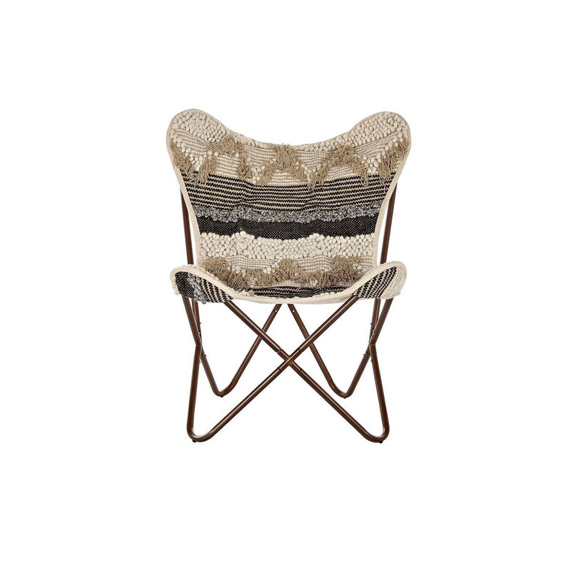 Garden chair DKD Home Decor Black Brown Cotton Iron (74 x 65 x 90 cm)