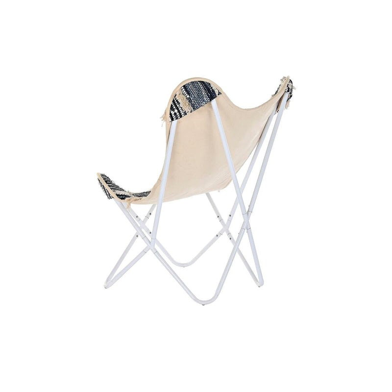 Garden chair DKD Home Decor Black Cotton White Iron (74 x 65 x 90 cm)