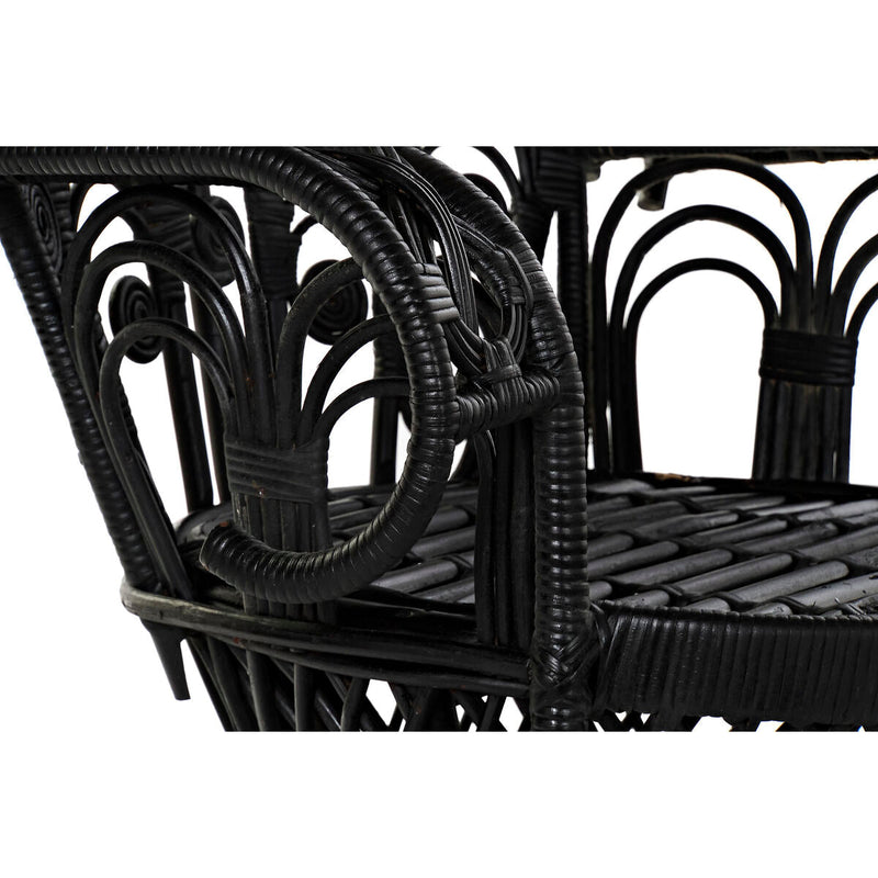 Garden chair DKD Home Decor Black Polyester White Rattan (96 x 66 x 145 cm)