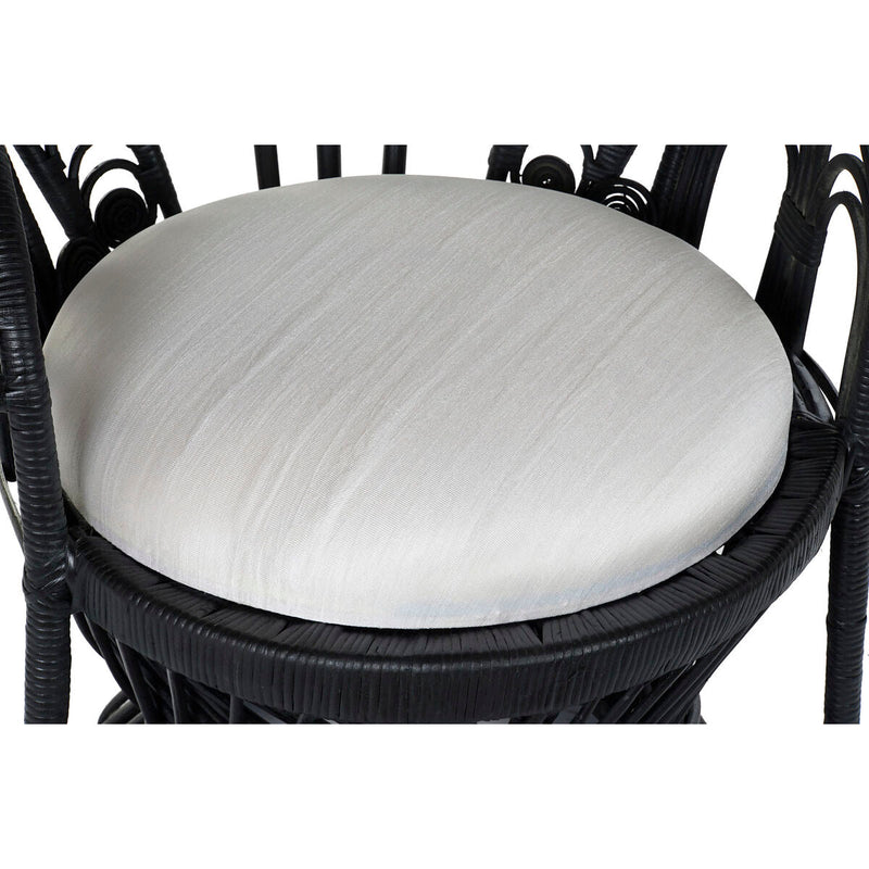 Garden chair DKD Home Decor Black Polyester White Rattan (96 x 66 x 145 cm)