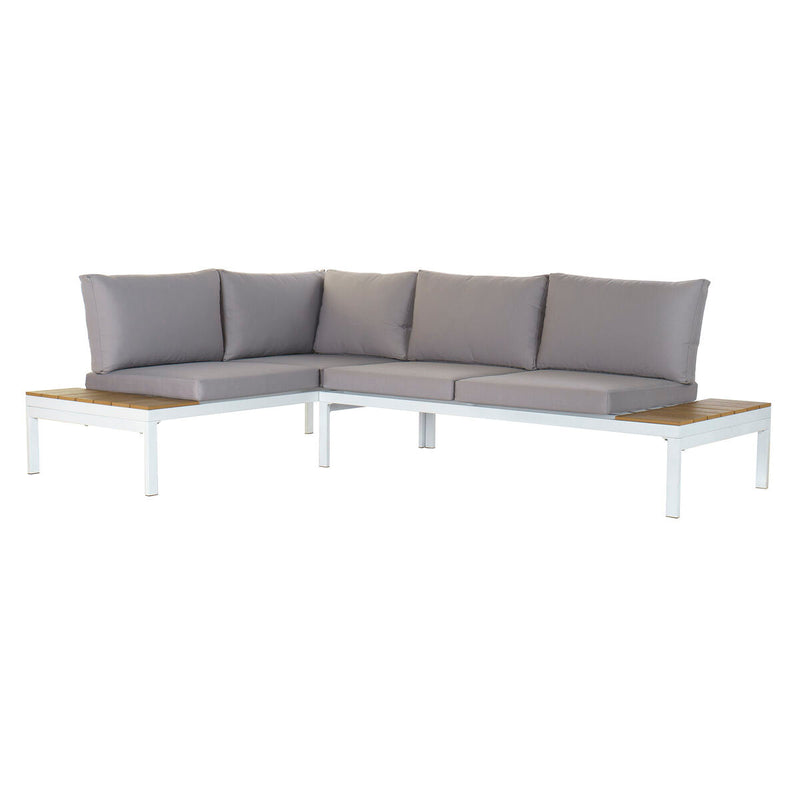 Garden sofa DKD Home Decor Grey White Steel Resin (212 x 155 x 79 cm)