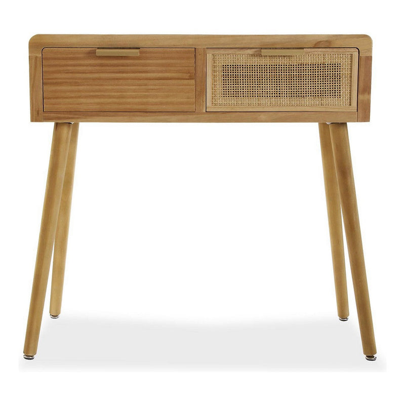 Hall Table with 2 Drawers Rattan Paolownia wood (30 x 78 x 80 cm)