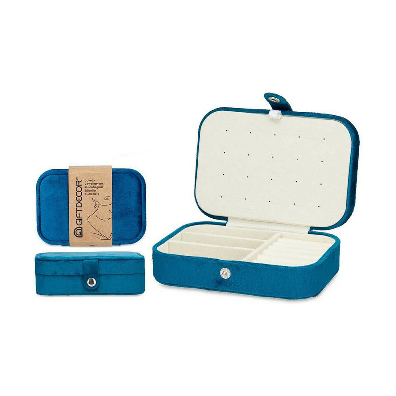 Jewelry box Blue Velvet (16,2 x 6 x 11,5 cm) (12 Units) -