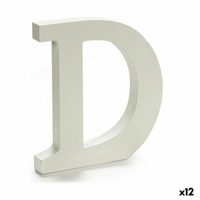 Letter D Wood White (1,8 x 21 x 17 cm) (12 Units) - MOHANLAL