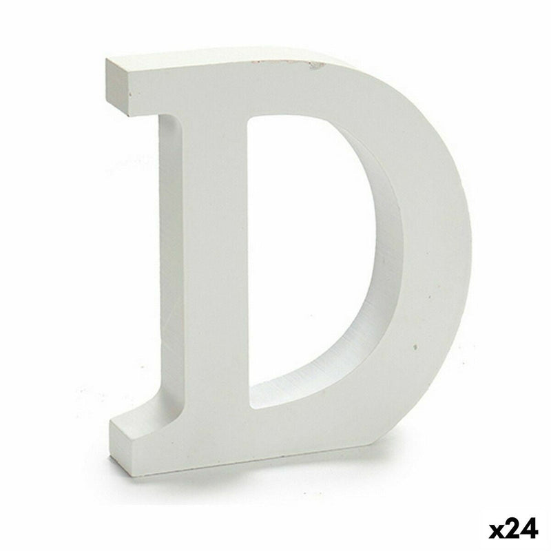 Letter D Wood White (2 x 16 x 14,5 cm) (24 Units) - MOHANLAL