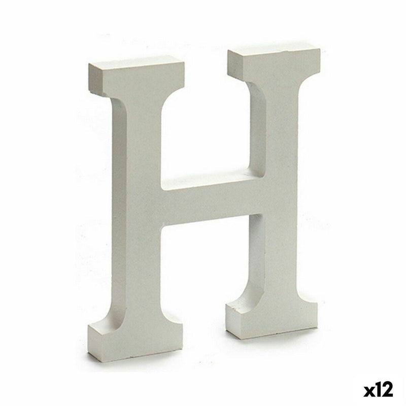 Letter H Wood White (1,8 x 21 x 17 cm) (12 Units) - MOHANLAL