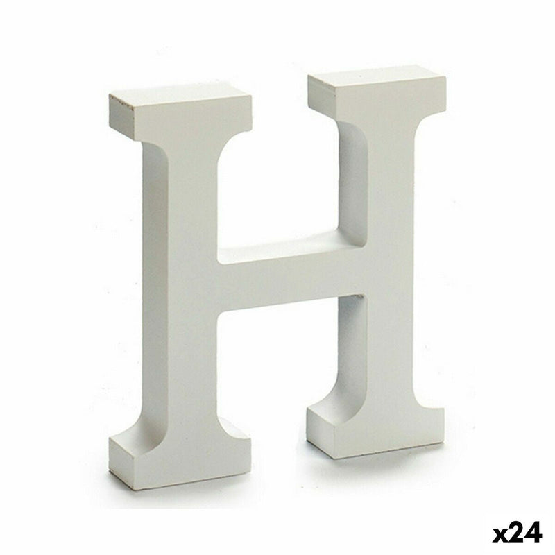 Letter H Wood White (2 x 16 x 14,5 cm) (24 Units) - MOHANLAL