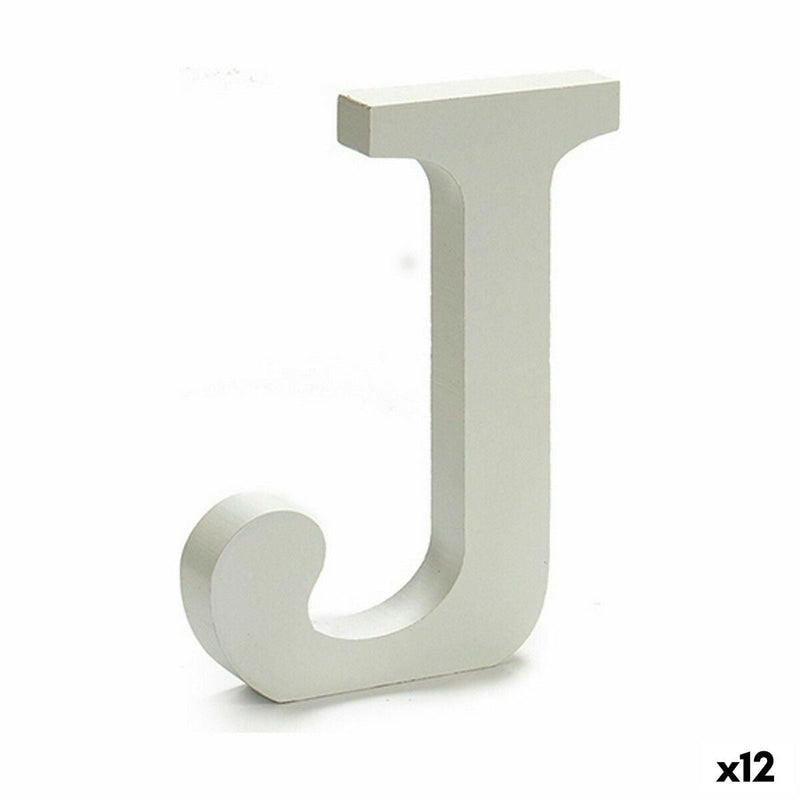 Letter J Wood White (1,8 x 21 x 17 cm) (12 Units) - MOHANLAL