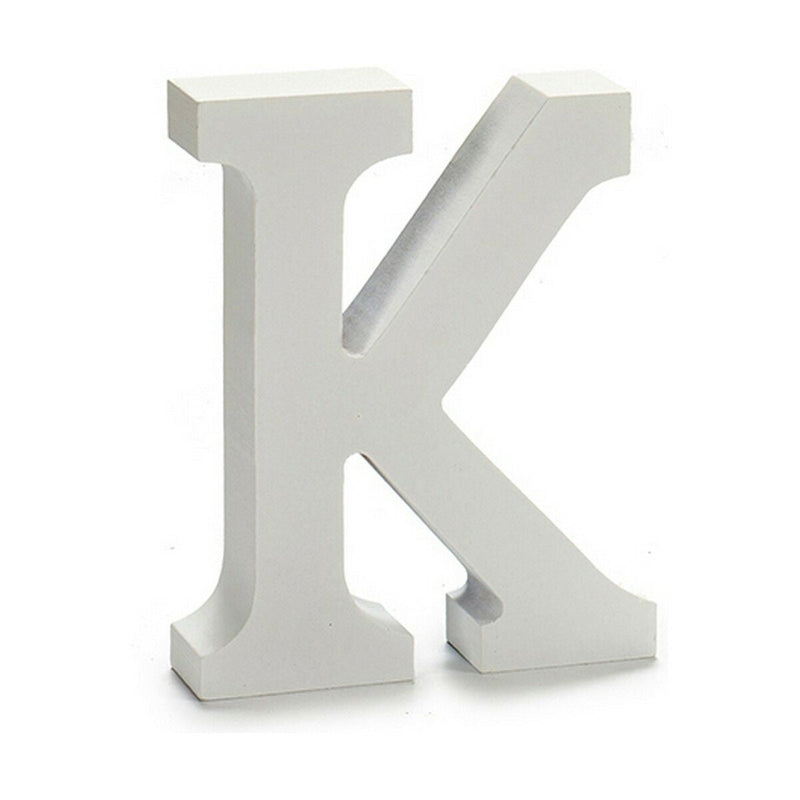 Letter K Wood White (2 x 16 x 14,5 cm) (24 Units) - MOHANLAL