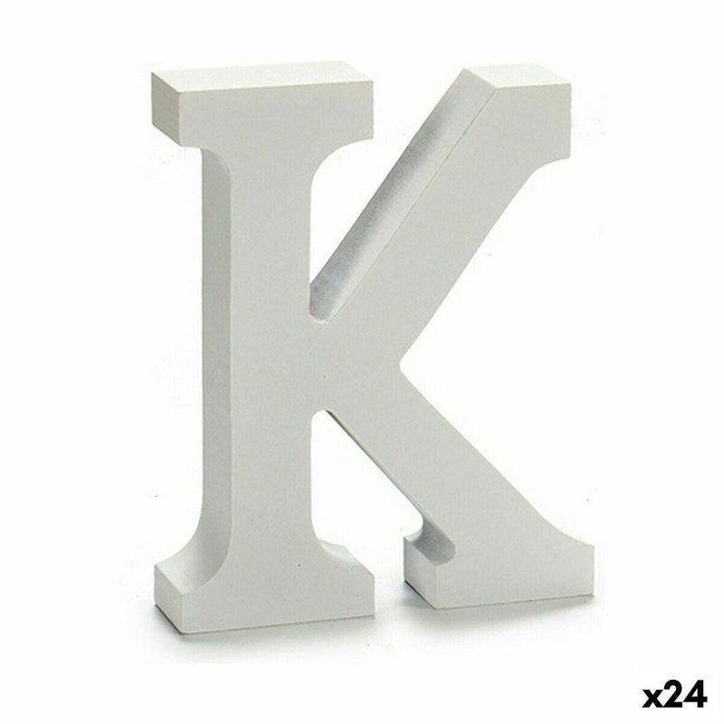 Letter K Wood White (2 x 16 x 14,5 cm) (24 Units) - MOHANLAL