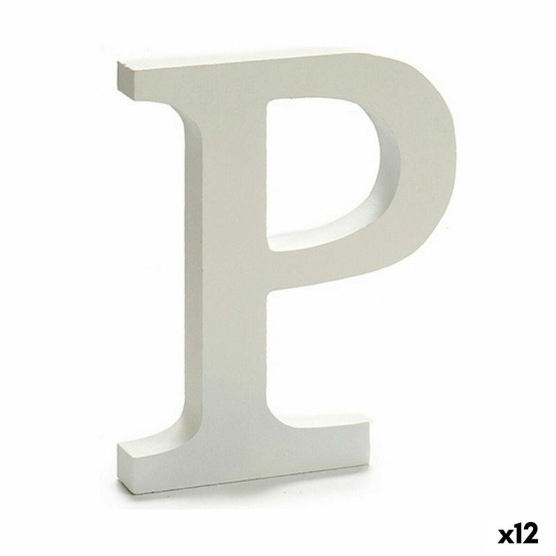 Letter P Wood White (1,8 x 21 x 17 cm) (12 Units) - MOHANLAL