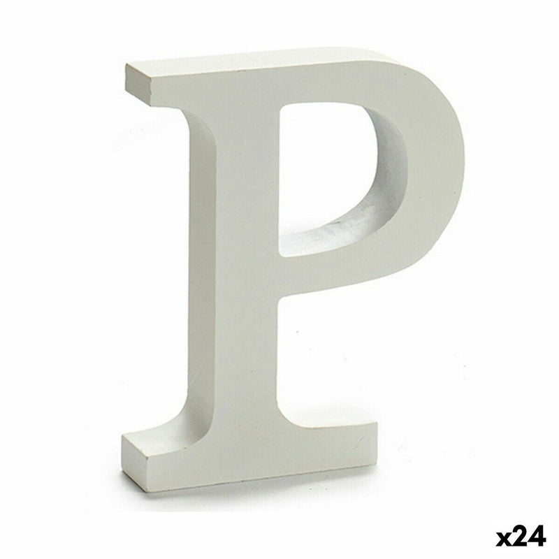 Letter P Wood White (2 x 16 x 14,5 cm) (24 Units) - MOHANLAL