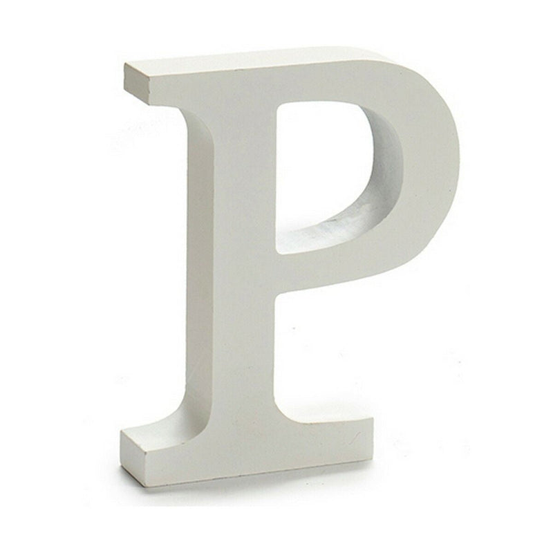 Letter P Wood White (2 x 16 x 14,5 cm) (24 Units) - MOHANLAL