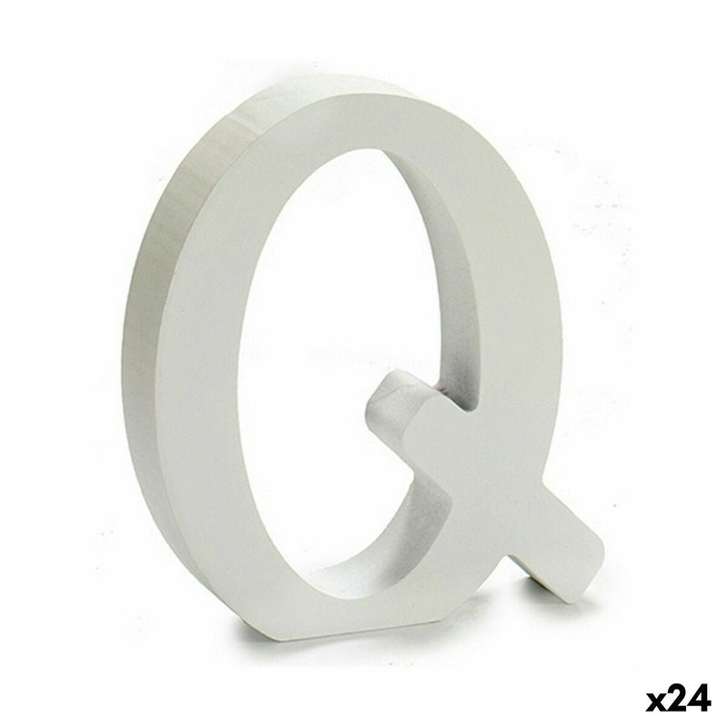 Letter Q Wood White (2 x 16 x 14,5 cm) (24 Units) - MOHANLAL