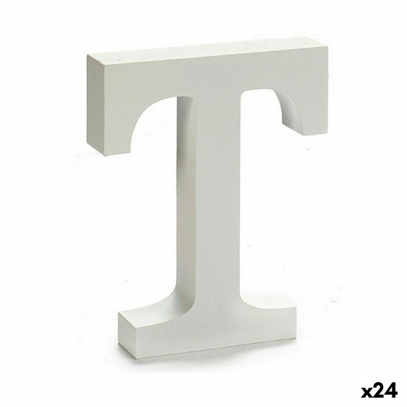Letter T Wood White (2 x 16 x 14,5 cm) (24 Units) - MOHANLAL
