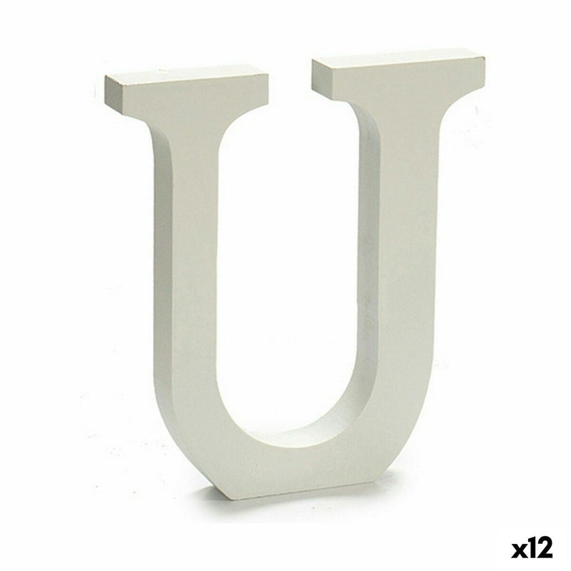 Letter U Wood White (1,8 x 21 x 17 cm) (12 Units) - MOHANLAL