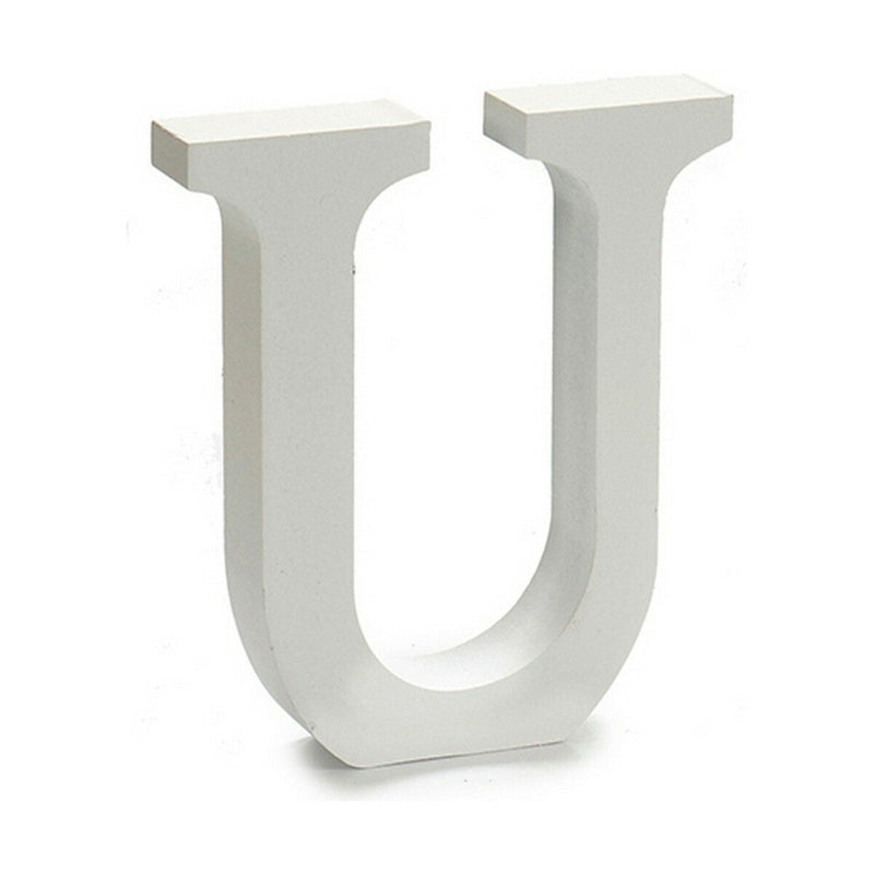 Letter U Wood White (2 x 16 x 14,5 cm) (24 Units) - MOHANLAL