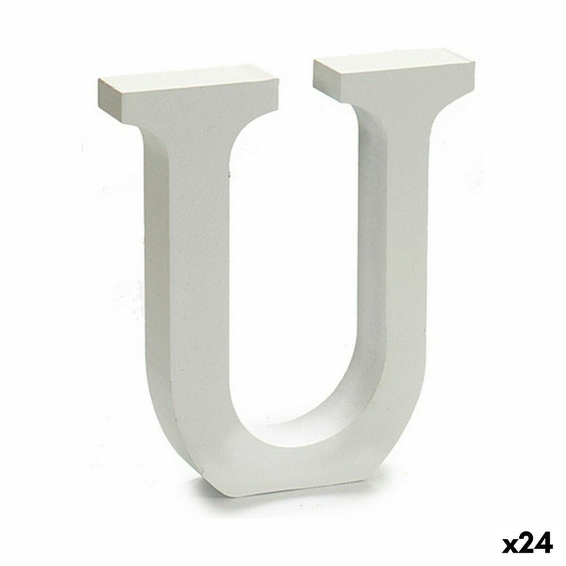 Letter U Wood White (2 x 16 x 14,5 cm) (24 Units) - MOHANLAL