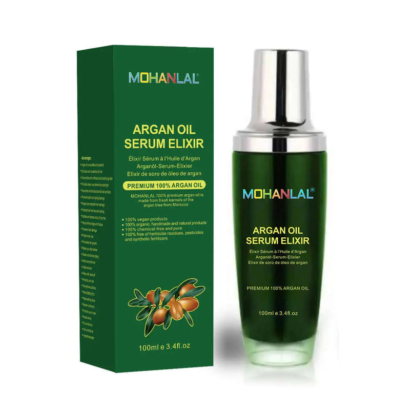 MOHANLAL® XL 100% ARGAN OIL SERUM ELIXER 100ML | cold pressed, vegan, organic, pure | for hair, skin, face, nails | chemical-free elixer
